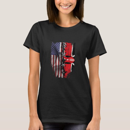 American Grown Kenyan Roots USA Kenya Flag T-shirt (Voorkant)