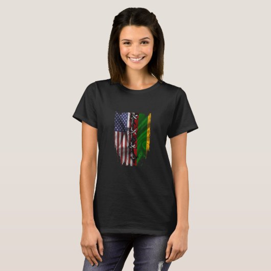 American Grown Lithuanian Roots USA Lithuania Flag T-shirt (Voorkant volledig)