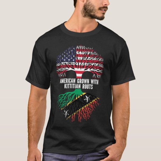 American Grown met Kittitian Nevisian Roots USA T-shirt (Voorkant)