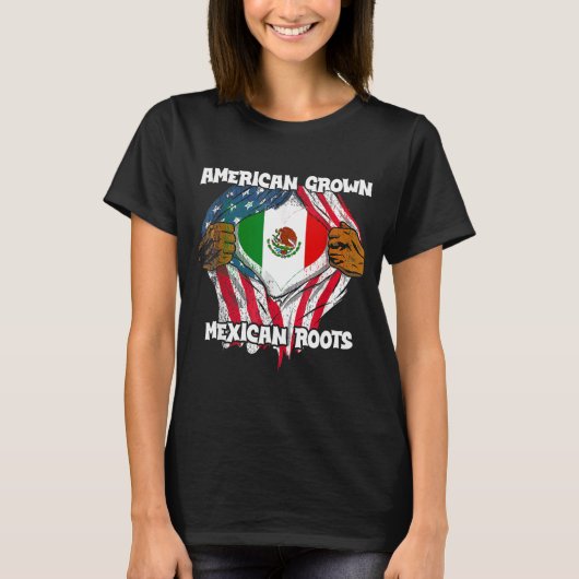 American Grown Mexican Roots Mexico Country Lover  T-shirt (Voorkant)