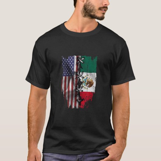 American Grown Mexican Roots USA Mexico Flag T-shirt (Voorkant)