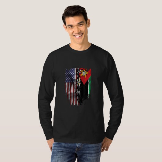 American Grown Mozambican Roots USA Mozambique Fla T-shirt (Voorkant volledig)