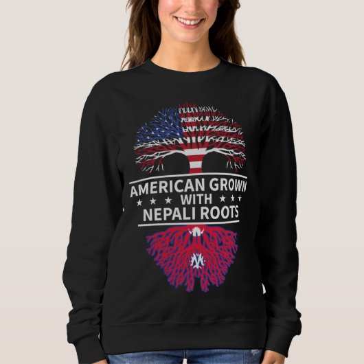 American Grown Nepali Roots  Nepal Flag Trui (Voorkant)