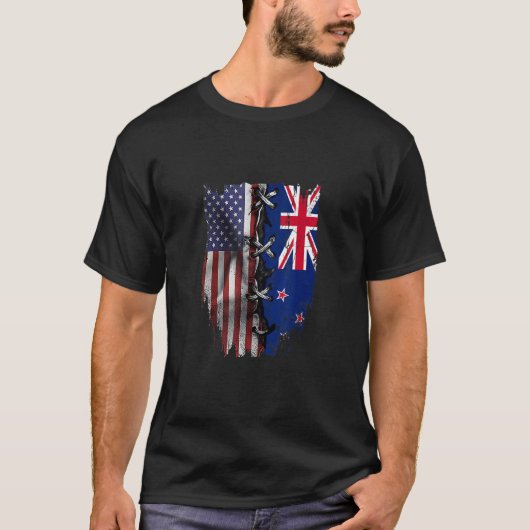 American Grown New Zealand Roots USA New Zealand F T-shirt (Voorkant)