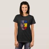 American Grown Romanian Roots USA Romania Flag T-shirt (Voorkant volledig)