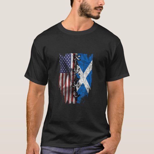 American Grown Scottish Roots USA Scotland Flag T-shirt (Voorkant)