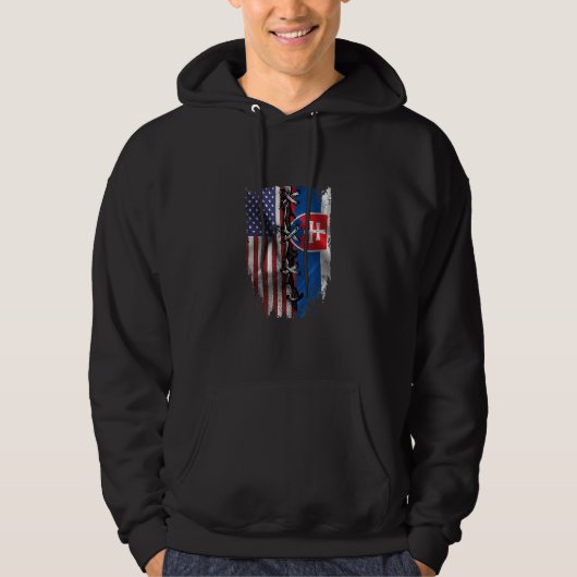 American Grown Slovakian Roots USA Slovakia Flag Hoodie (Voorkant)