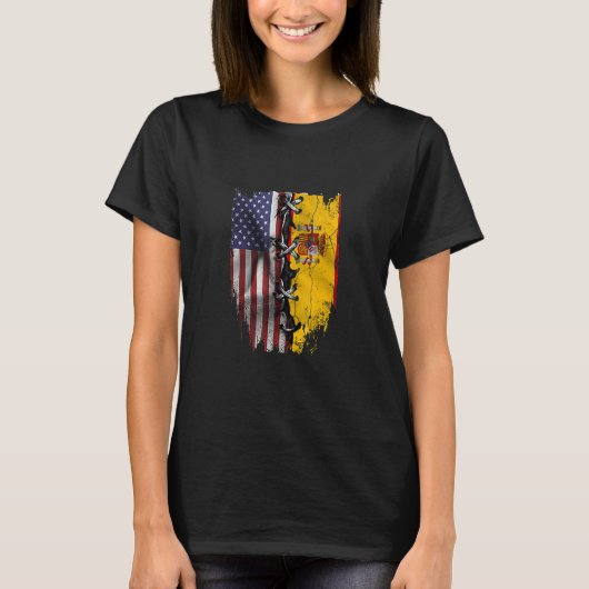 American Grown Spanish Roots USA Spain Flag T-shirt (Voorkant)