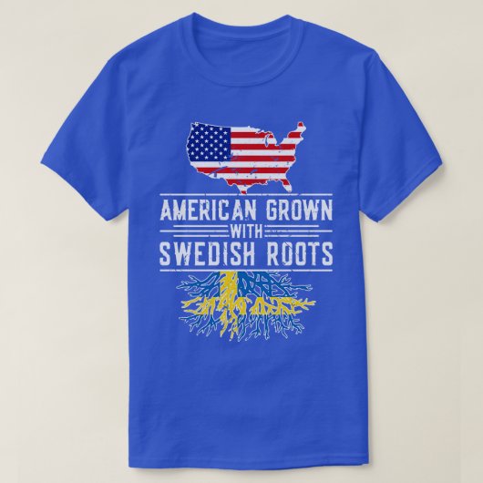 American Grown Swedish Roots Pride Zweden T-shirt (Design voorkant)