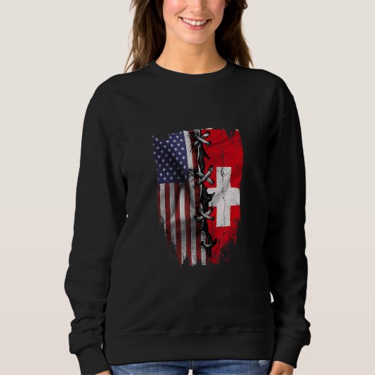 American Grown Swiss Roots USA Switzerland Flag Trui (Voorkant)