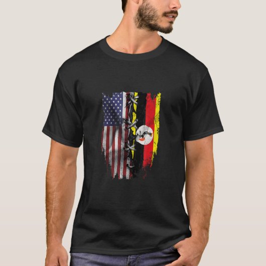 American Grown Ugandan Roots USA Uganda Flag T-shirt (Voorkant)