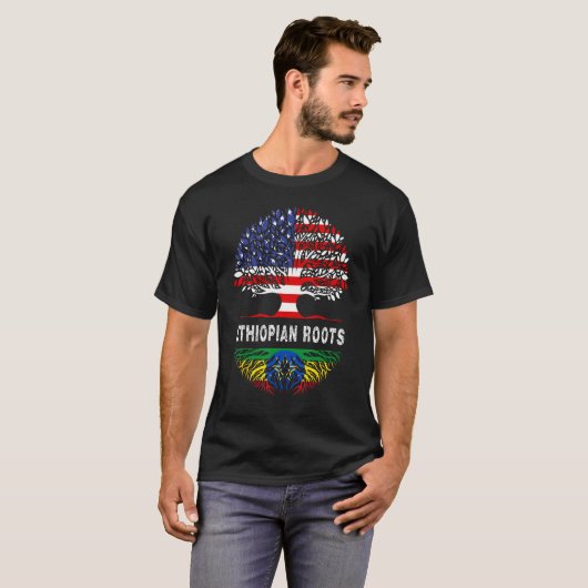 American Grown With African Roots Tree USA Flag Et T-shirt (Voorkant volledig)