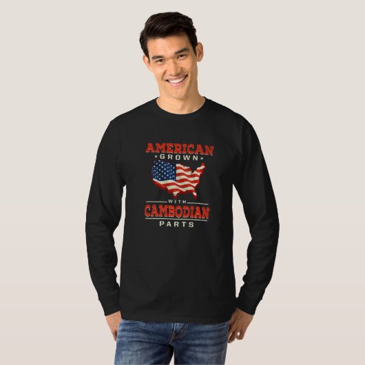 American Grown with Cambodian Parts Patriotic Camb T-shirt (Voorkant volledig)