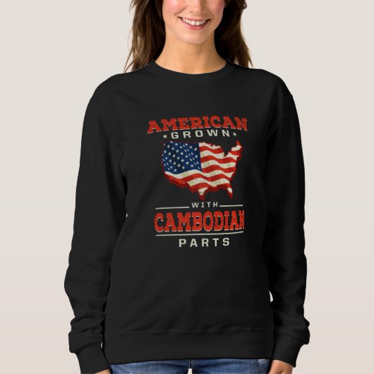 American Grown with Cambodian Parts Patriotic Camb Trui (Voorkant)