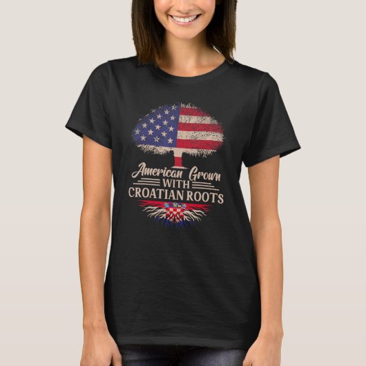 American Grown With Croatian Roots Half American F T-shirt (Voorkant)