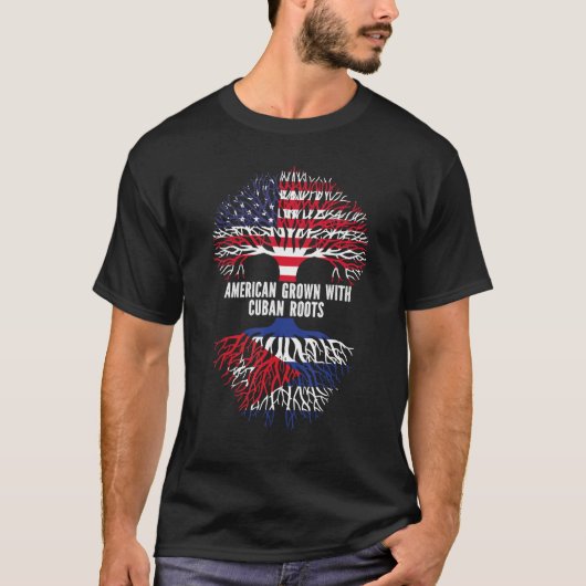 American Grown with Cuban Roots USA Flag T-shirt (Voorkant)