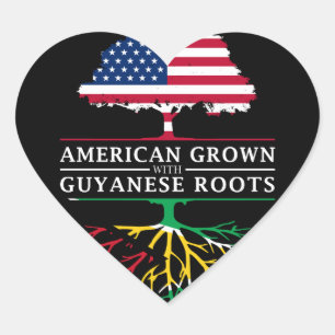 American Grown with Guyanese RootsGuyana Design Hart Sticker