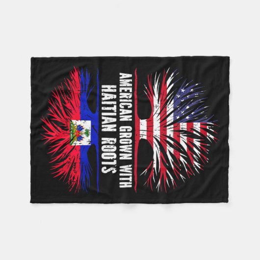 American Grown With Haitian Roots Usa Flag Haiti  Fleece Deken (Voorkant (Horizontaal))