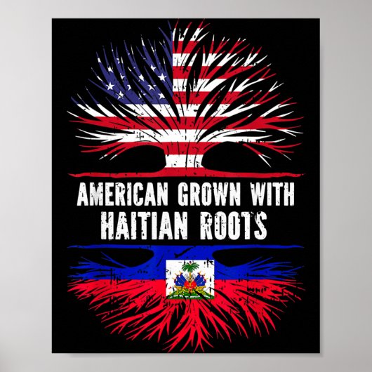 American Grown With Haitian Roots Usa Flag Haiti  Poster (Voorkant)