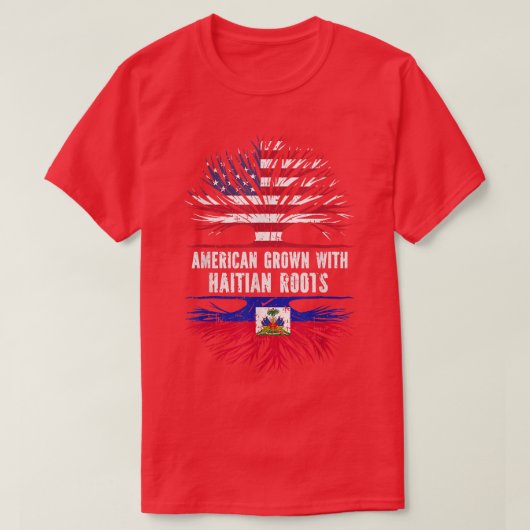 American Grown with Haitian Roots USA Flag Haiti  T-shirt (Design voorkant)