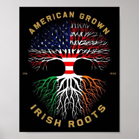 American Grown With Irish Roots Tree Usa Ireland F Poster (Voorkant)