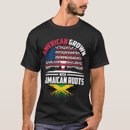 American Grown With Jamaican Roots Jamaica Flag Fa T-shirt (Voorkant)