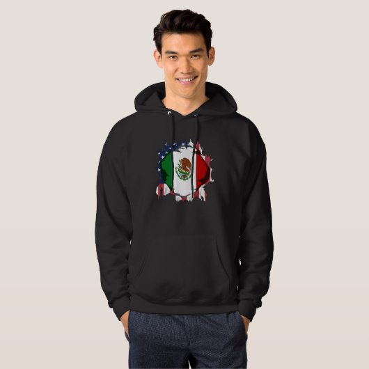 American Grown with Mexican Roots Flag Hoodie (Voorkant volledig)