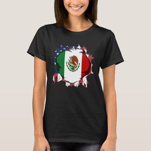 American Grown with Mexican Roots Flag T-shirt (Voorkant)