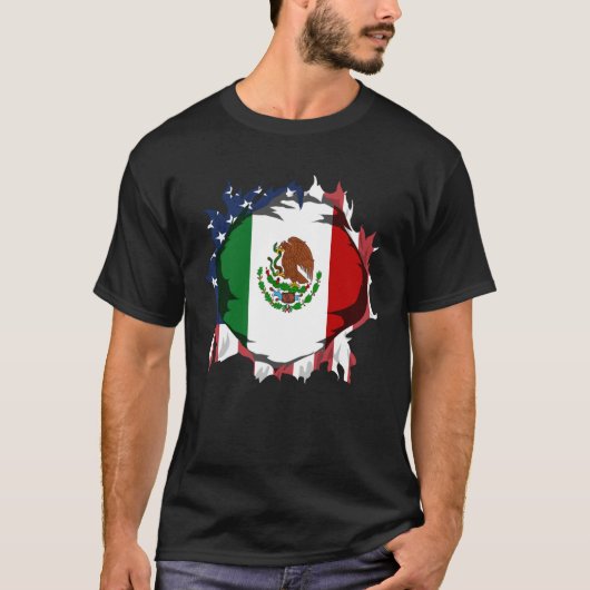 American Grown with Mexican Roots Flag T-shirt (Voorkant)