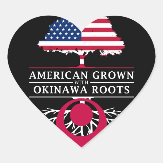 American Grown with Okinawa Roots Japan Design Hart Sticker (Voorkant)