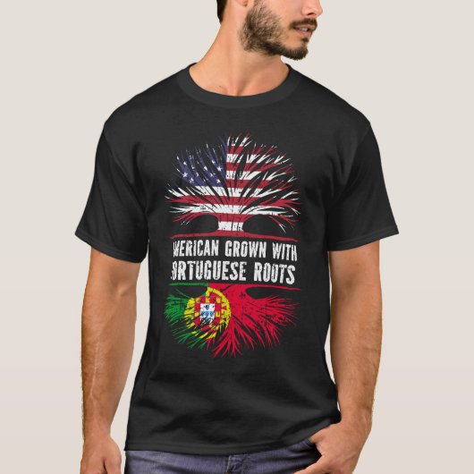 American Grown with Portuguese Roots USA Flag T-shirt (Voorkant)