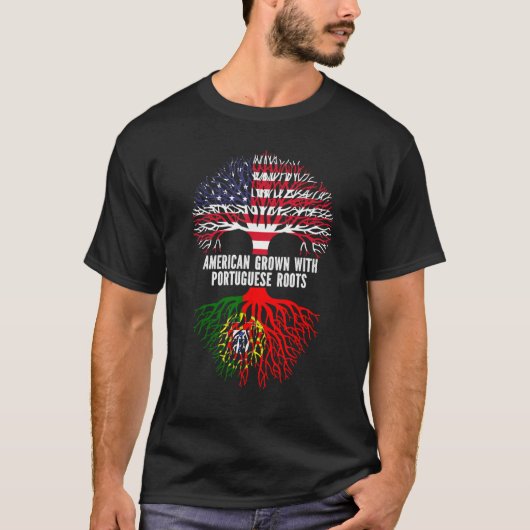 American Grown with Portuguese Roots USA Flag T-shirt (Voorkant)
