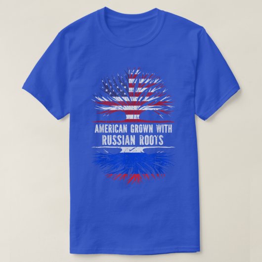 American Grown with Russian Roots USA Flag Russia T-shirt (Design voorkant)