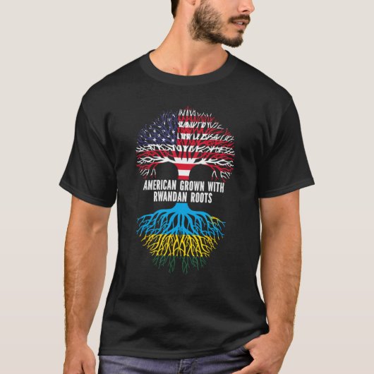 American Grown with Rwandan Roots USA Flag T-shirt (Voorkant)