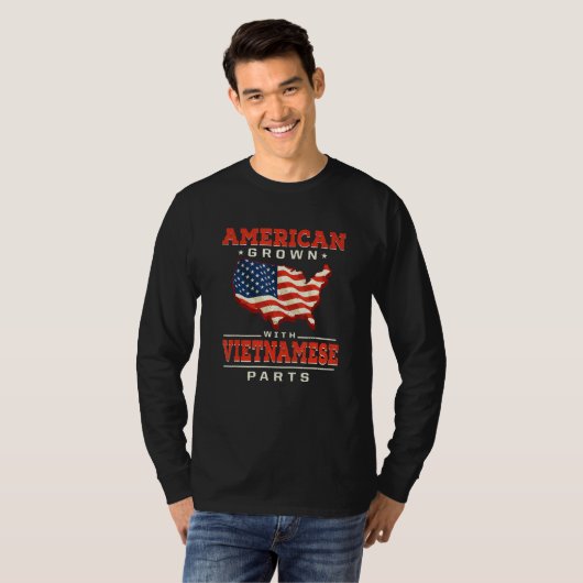 American Grown with Vietnamese Parts Patriotic Vie T-shirt (Voorkant volledig)