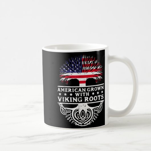 American Grown With Viking Roots Us Flag Tree Men Koffiemok (Rechts)