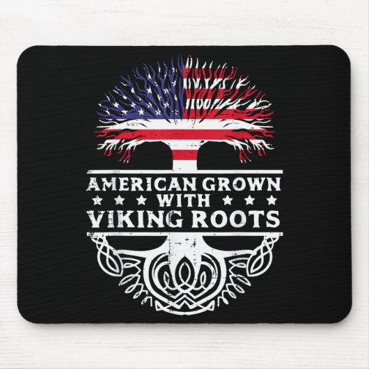 American Grown With Viking Roots Us Flag Tree Men  Muismat (Voorkant)