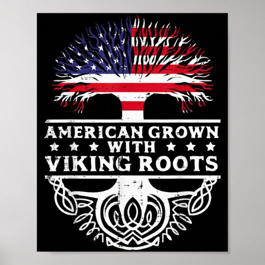 American Grown With Viking Roots Us Flag Tree Men Poster (Voorkant)
