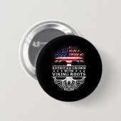 American Grown With Viking Roots Us Flag Tree Men  Ronde Button 5,7 Cm (Voorkant /achterkant)