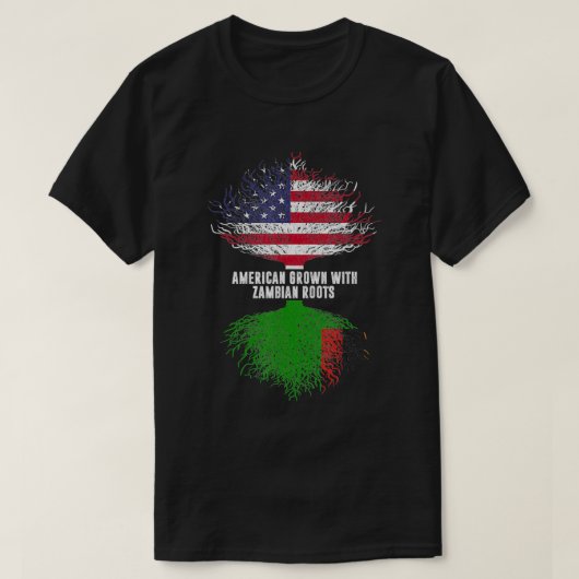 American Grown with Zambian Roots USA Flag Zambia  T-shirt (Design voorkant)