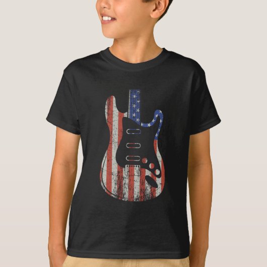 American Guitar Player US Flag Music Lover T-shirt (Voorkant)