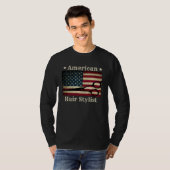 American Hair Stylist  Shears Tools American Flag  T-shirt (Voorkant volledig)