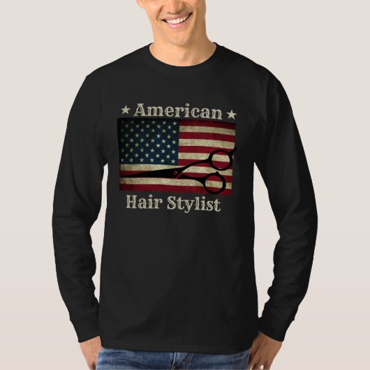 American Hair Stylist  Shears Tools American Flag  T-shirt (Voorkant)