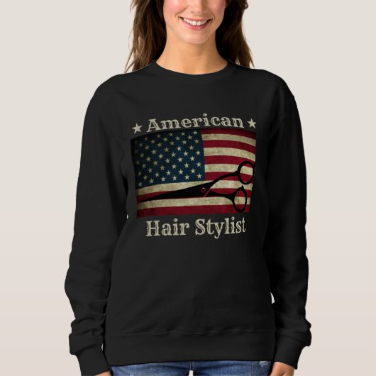 American Hair Stylist  Shears Tools American Flag  Trui (Voorkant)