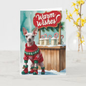 American Hairless Terrier Christmas Wenskaart Kaart (Gele Bloem)