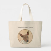 American Hairless Terrier Tan Schilderen Hond Art Grote Tote Bag (Achterkant)