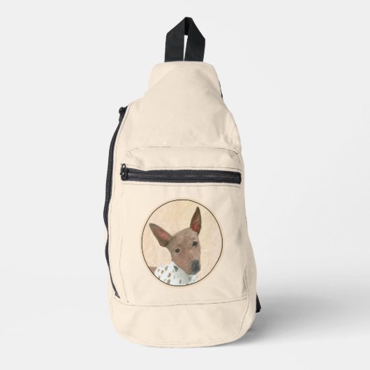 American Hairless Terrier Tan Schilderen Hond Art Sling Bag (Voorkant)