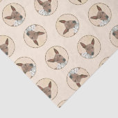 American Hairless Terrier Tan Schilderen Hond Art Tissuepapier (Detail)