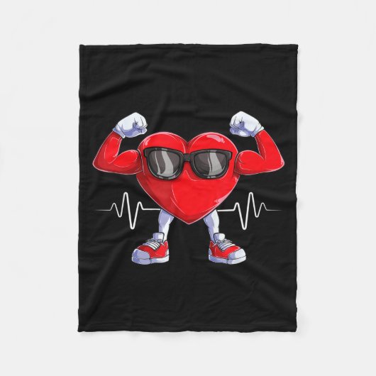 American Heart Disease Awareness Heart Month Heart Fleece Deken (Voorkant)