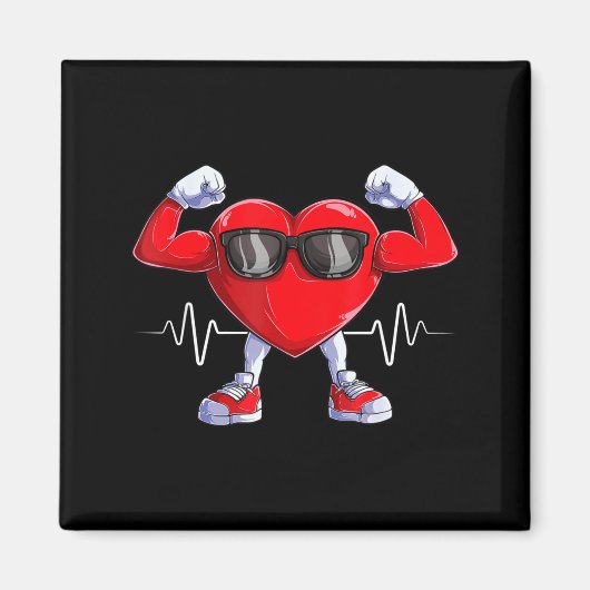 American Heart Disease Awareness Heart Month Heart Magneet (Voorkant)